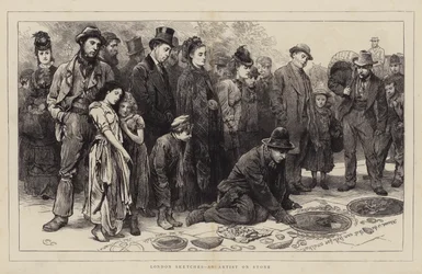 Londoner Skizzen, ein Künstler auf Stein